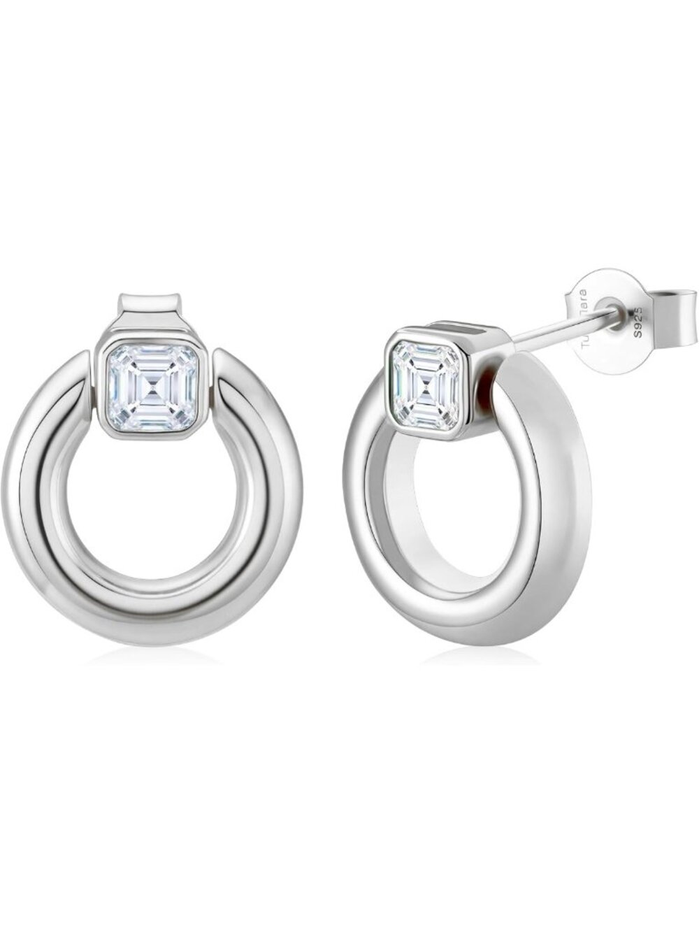 Elegant Moissanite Drop Earrings, 925 Sterling Silver Dangle Hoops for Women